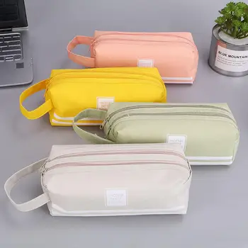 

Portable Dual Layer Design Large Capacity Zipper Pen Bag Oxford Fabric Pencil Case Stationery Storage Pouch School Supplies