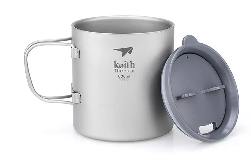Keith titanium Ti3356 кружка с двойными стенками со складной ручкой и крышкой