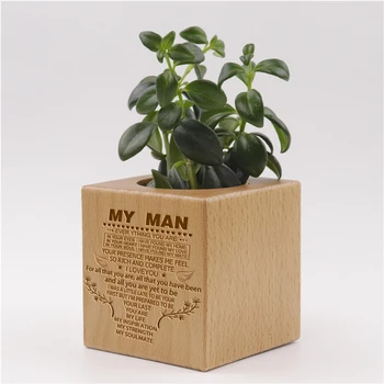 

Engraved Plant Pot Indoor Square Mini Flower Customized Gift To My Man Husband Boyfriend Lover Valentine'S Day Personlized