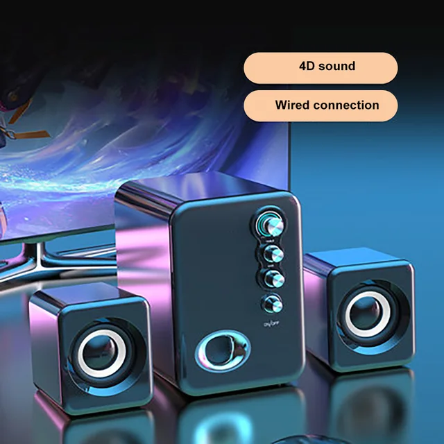 Computer Audio USB 2.1 Multimedia Bluetooth Overweight Subwoofer Desktop Home Speaker Wired Universal Audio Normal Black