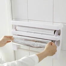 Продукт Настенный диспенсер для кухни для хранения свежей пленки с режущим Режущим механизмом I88#1