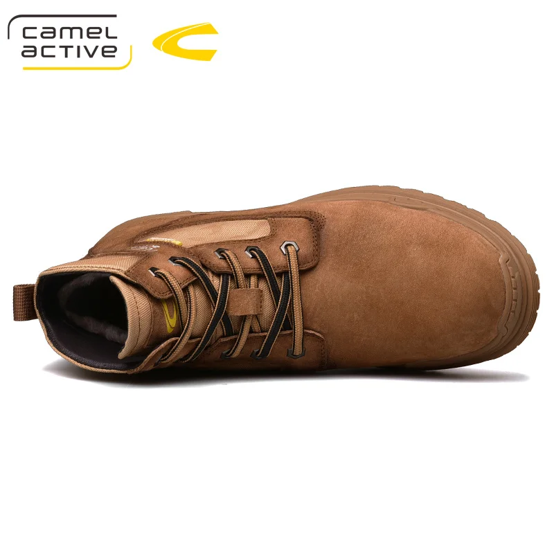 Camel Active/Новинка; мужские ботинки из натуральной кожи; мужская повседневная обувь; модные мужские ботильоны с высоким берцем; теплые зимние мужские ботинки на меху