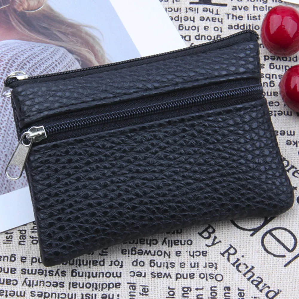 Molave Wallet Men Women Card Coin Key Soft Holder Zipper Leather Wallet Pouch Bag Purse Fashion Soild Mini Coin Holders carteira