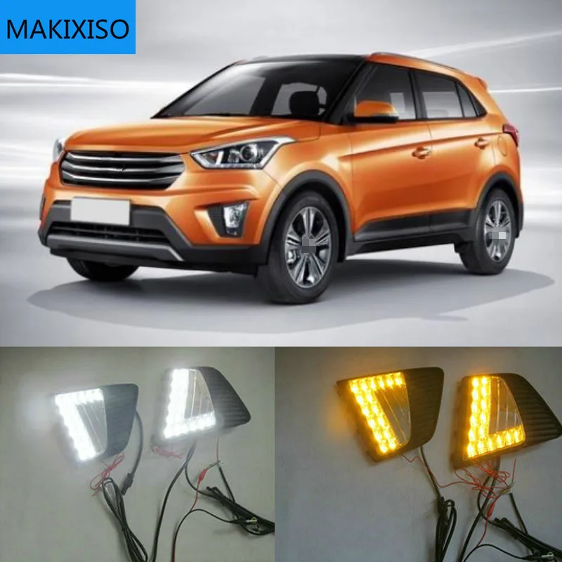 

2PCS LED DRL fog lights for Hyundai IX25 Creta 2014 2015 2016 Headlight Daytime Running Light Fog Lightg Lamp Cover Car- styling