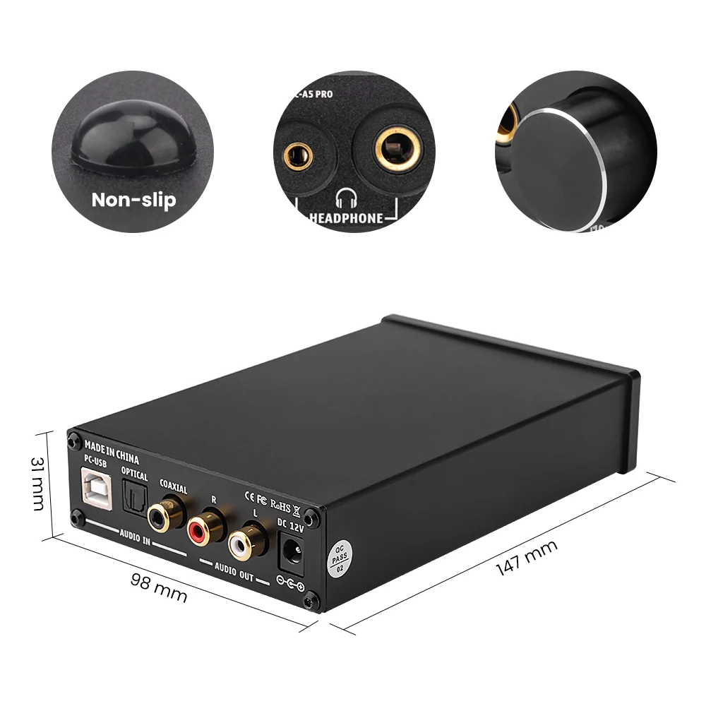 Amplificador de Fone de Ouvido Aiyima Mini Alta Fidelidade Usb Dac Decodificador Áudio 24bit 192khz Lm49720 Ess9018q2m Amp Dc12v Eua - ue Dac-a5 Pro Tpa6120 - Image 4