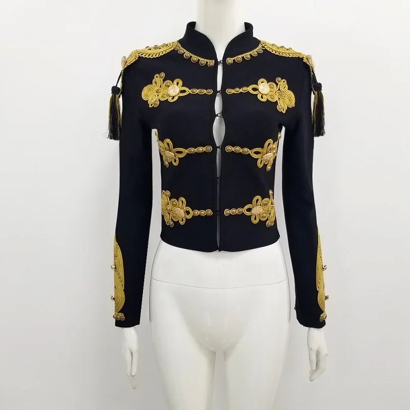 Черные осенние модные короткие пальто с длинным рукавом женские облегающие