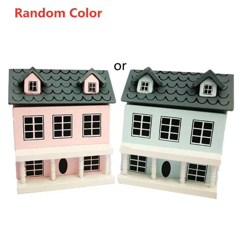 Random Color Мини-модель коттеджа миниатюрный игрушечный деревянный дом для 1:24 DIY кукольный домик украшение аксессуар детский подарок - Цвет: Random Color