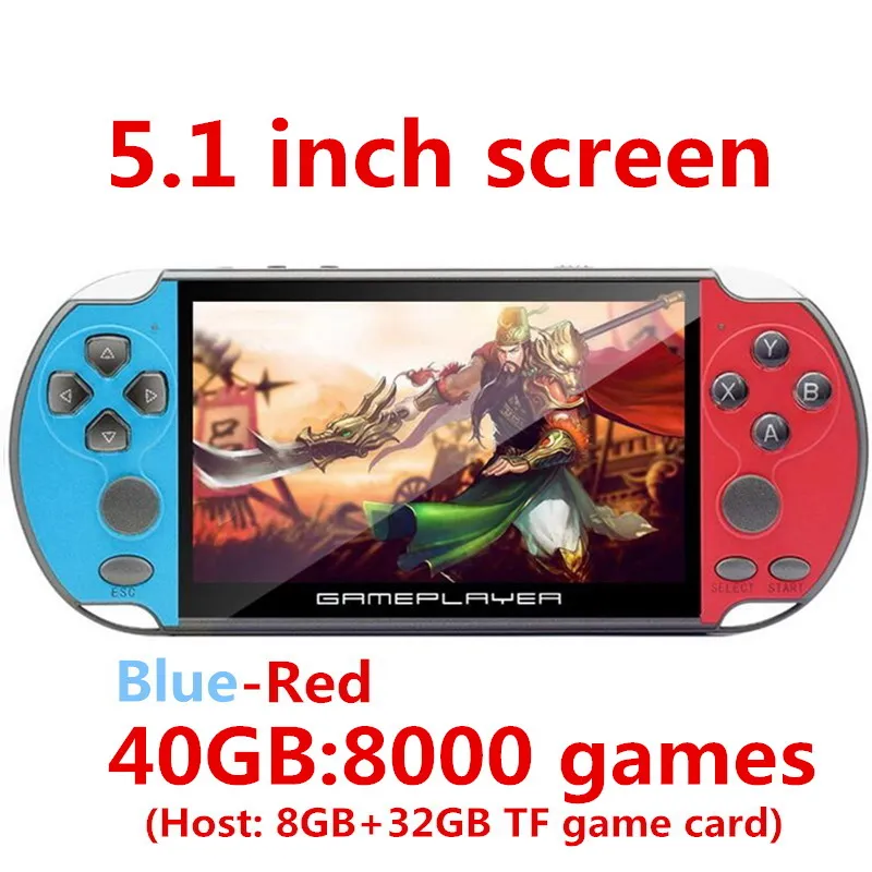 5.1BlueRed 8000 game JXD Новинка 5,1 дюймов Цветная Ретро игровая консоль 40 ГБ 8000 игра для cps/neogeo/gba/gbc/GB/snes/nes/sega видео игровая консоль MP3 recoder - Цвет: 5.1BlueRed 8000 game