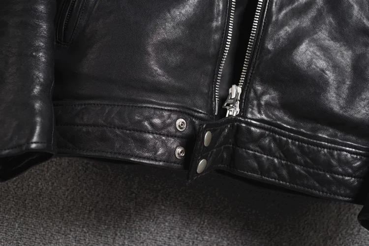 Free shipping.Brand New japan 0.8-1mm sheepskin jacket,fashion mans slim tanning genuine leather coat.vintage style.sales cowhide print jacket