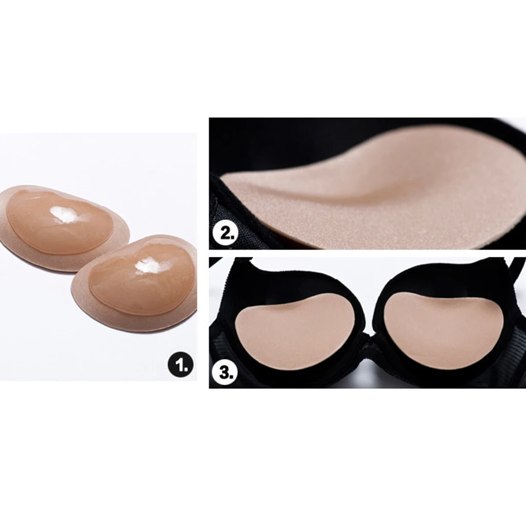 1 Pair Women Self-adhesive Heart-shaped Clear Breast Pads Breast Enhancer Push Up Bra Padding Inserts Cups for Swimsuit Bikini
