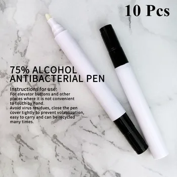 

10Pcs Portable Alcohol Antibacterial Pen Disinfection 75% Alcohol Elevator Dedicated Zero Touch Press Pen Open Door Pen