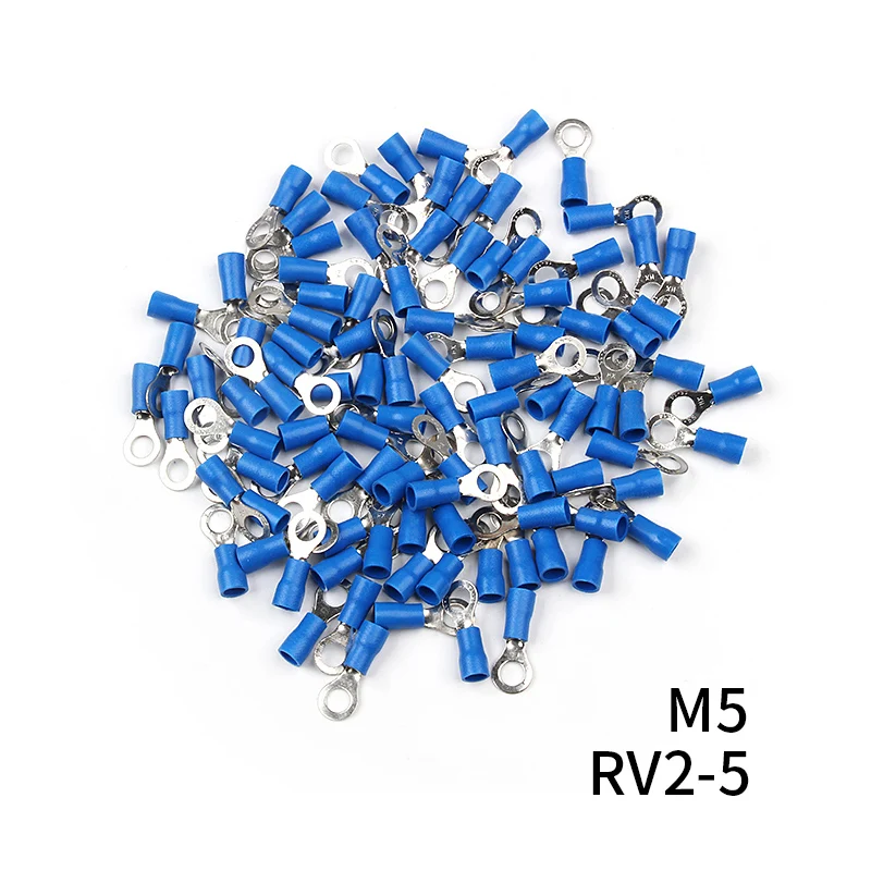 RV2-5 100 шт./компл. RV2 утепленная синяя кольцу клемы провод кабель электрические соединители 16-14 AWG комплект M3/M4/M5/M6/M8 - Цвет: RV2-5