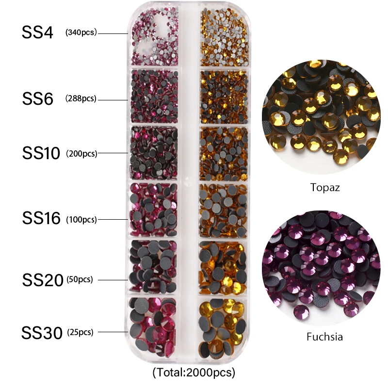 Hot Fix Strass SS4-SS30 Gemischte Größe 2000 Teile/schachtel DMC Hot Fix Strass Kristall Glas Strass Kleber auf Hot Fix Strass DIY – Detail 8