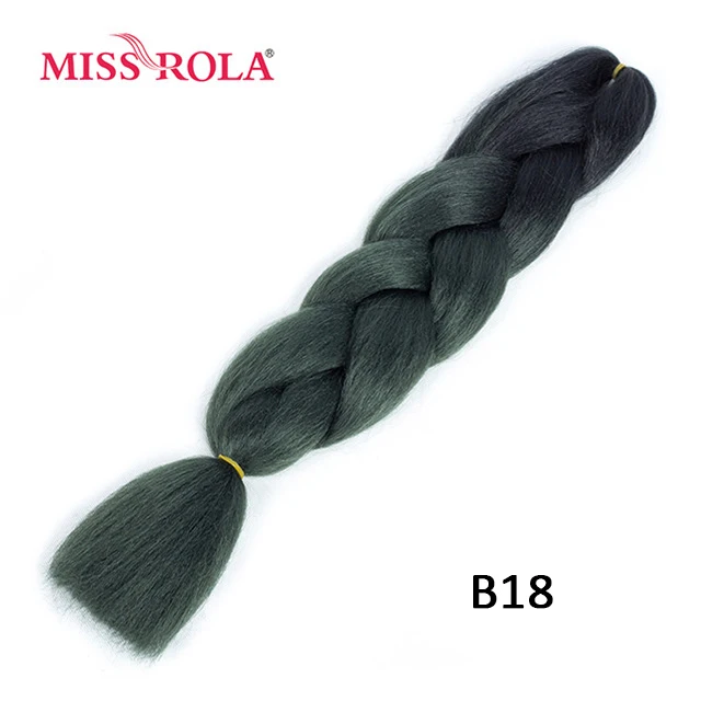Miss Rola, большие синтетические косы, волосы, 100 г, 24 дюйма, высокотемпературное волокно, Джамбо, волосы для наращивания, Омбре, вязанные крючком, косички - Цвет: B18