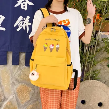 

Ice Cream Backpack Solid Color Backpacks High Quality University Bag Women Teen Pattern Multi Pocket Bags