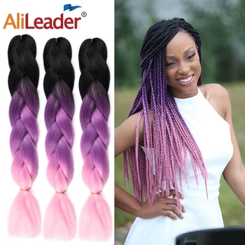 

Alileader Jumbo Bradis Crochet Kanekalon Braiding Hair Synthetic Jumbo Crochet Braids Hair Rainbow Color Braiding Fake Hairs