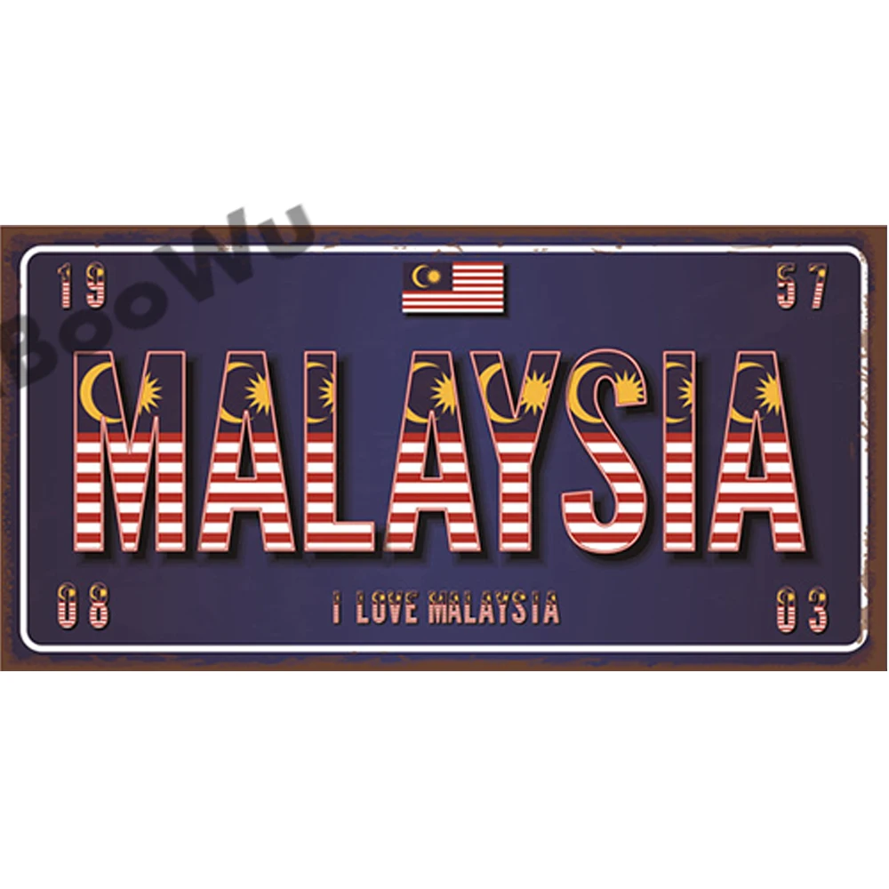 Asia Countries Name Flag Plate Poster Vintage Home Decor Retro Metal Tin Signs Pub Car Garage Wall Art Decor