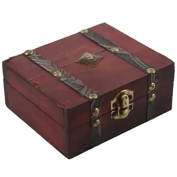 

Promotion--Wooden Vintage Lock Treasure Chest Jewelery Storage Box Case Organiser Ring Gift