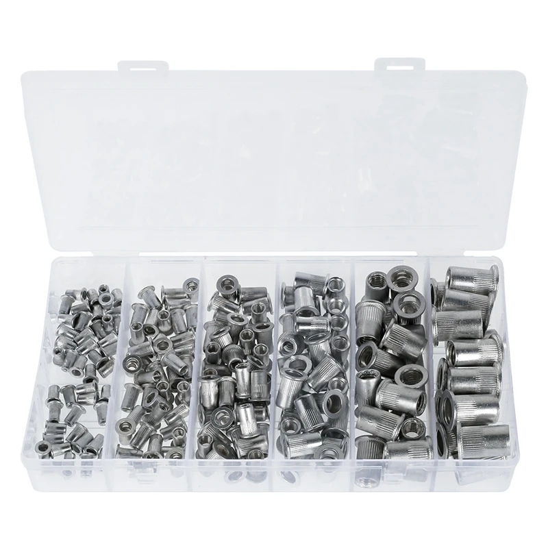 Rivet Nut Set 190PCS Rivet Nut Kit Aluminum Flat Head Threaded Fastener Nuts M3 M4 M5 M6 M8 M10 for The Field of Fastening of Various Thickness Plates Rivet Nut Set 190PCS Rivet Nut Kit Aluminum Flat Head Threaded Fastener Nuts M3 M4 M5 M6 M8 M10 for The Field of Fastening of Various Thickness Plates