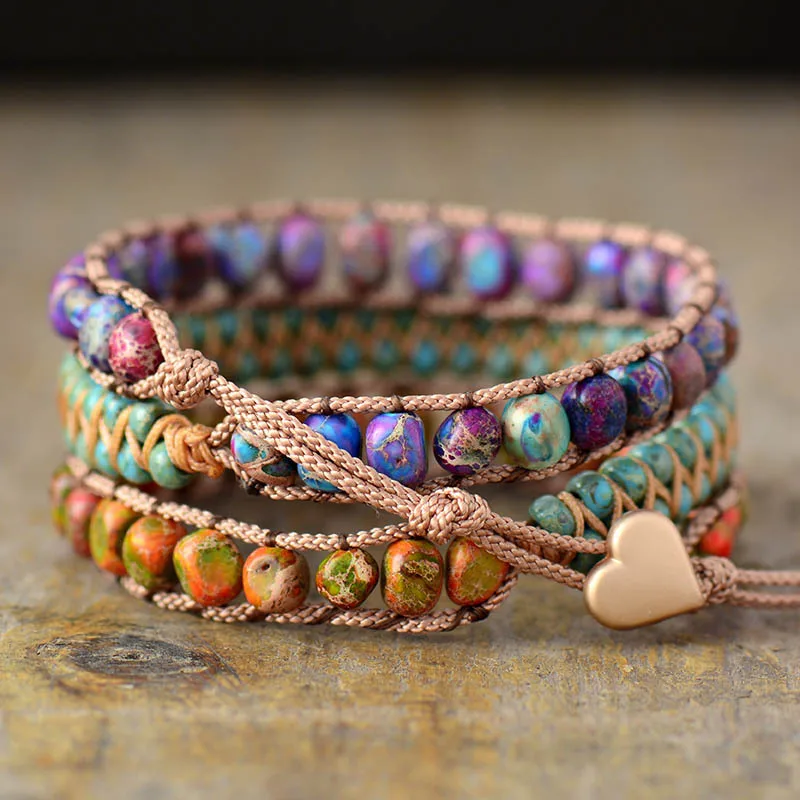 

2020 Fashion New Style Multi-layer Imperial Stone Natural Stone BRACELET HANDMADE Loose Knot Bracelets for Women