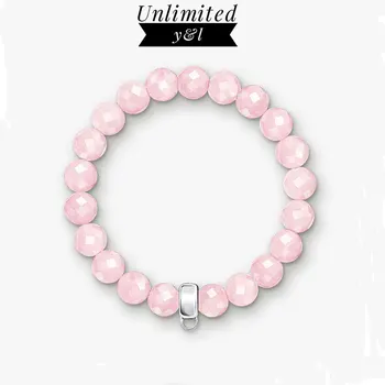 

10MM Pink Quartz Section Stone Charm Bracelets DIY hand Making Bead Strand Bracelete Good Luck Jewelry for Women Fashion Gifts
