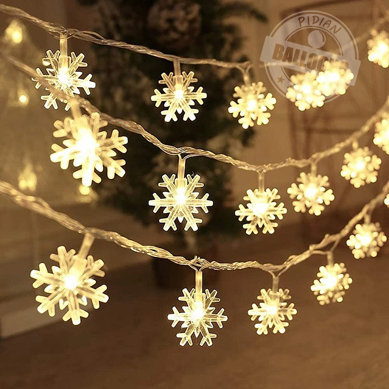 1.5M/3M/6M/10M Snowflake LED String Lights Fairy Lights Festoon Led Light Battery Operated Garland New Year Christmas Decoration