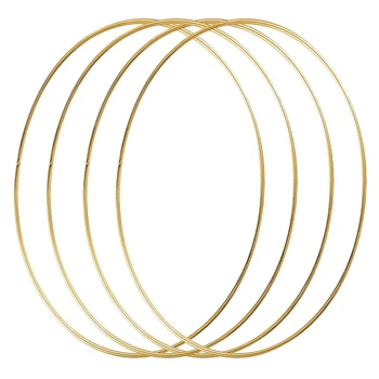 

4 Pack 14 Inch Large Metal Floral Hoop Wreath Macrame Gold Hoop Rings for DIY Wedding Wreath Decor Dream Catcher