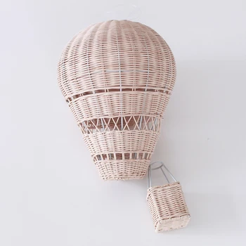 

New Handmade Kids Room Decoration Nordic Style Children Bedroom Kindergarten Rattan Hot Air Balloon Craft Wall Hanging Decor