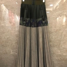 Зима и осень Новая женская симметричная диагональная карманная цветная блокирующая клетчатая плиссированная юбка средней длины 1119