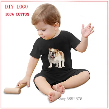 

3D English Bulldog girl and boy Short Sleeve baby clothing Climb Romper Kids Bodysuits One-Pieces Summer Unisex Baby Clothes