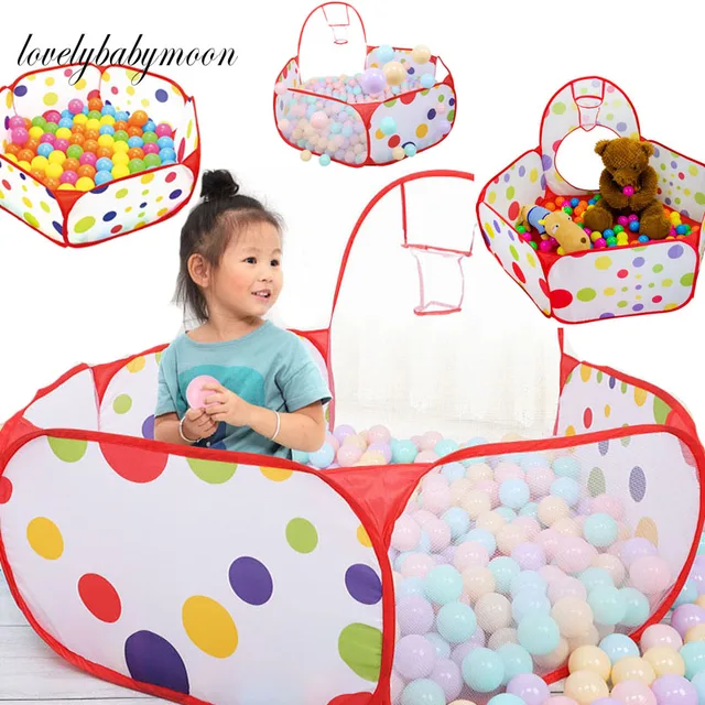 1.5M Portable Baby Playpen Children Ball Pit with Basketball Hoop Kids Dry Ball Pool Folding Indoor Outdoor Ballenbak Toys 1