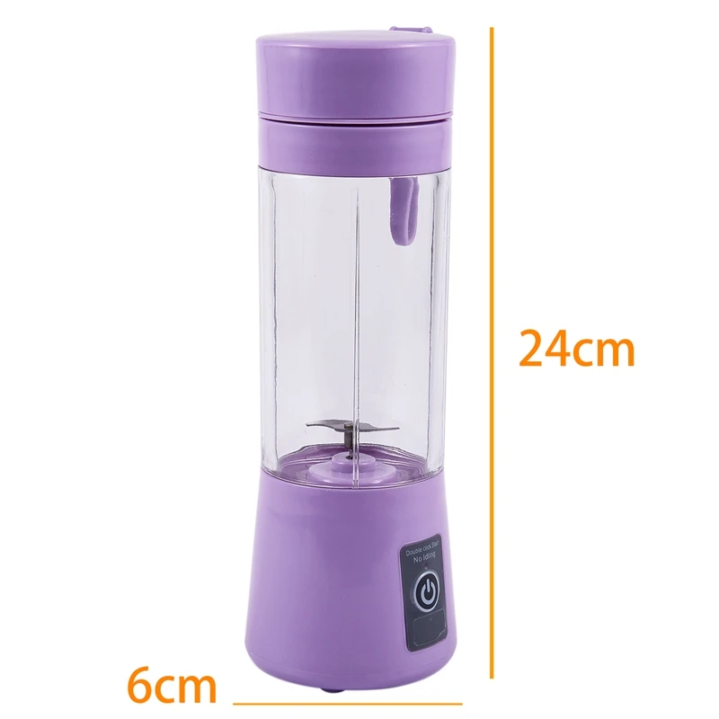 380Ml Usb Rechargeable Blender Mixer 2 Blades Juicer Bottle Cup Juice Citrus Lemon Vegetables Fruit Smoothie Squeezers Reamers