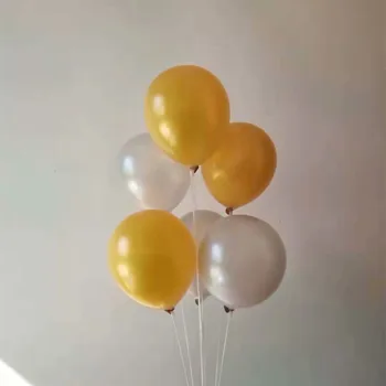 

18 birthday balloons 50pcs / lot 12 inch thick round pearl gold latex balloon party decor wedding air ball baby shower