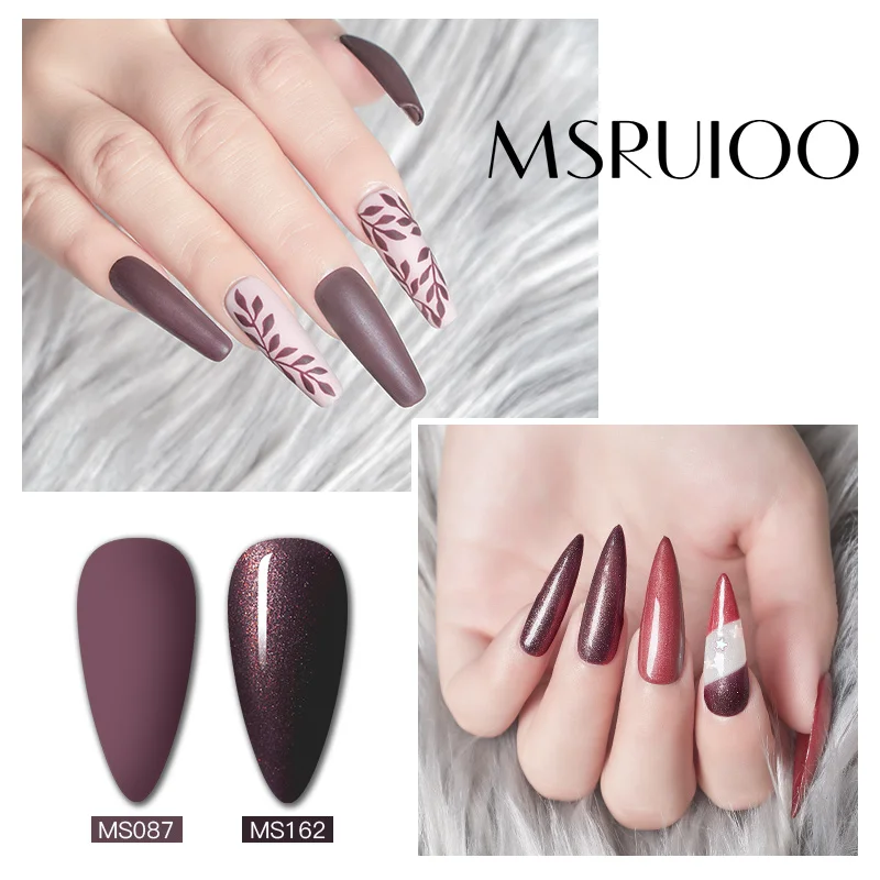 MSRUIOO, 5 мл, цвет, Ультрафиолетовый гель с блестками, матовое покрытие, полуперманентный лак для ногтей, лак для ногтей, инструмент для маникюра