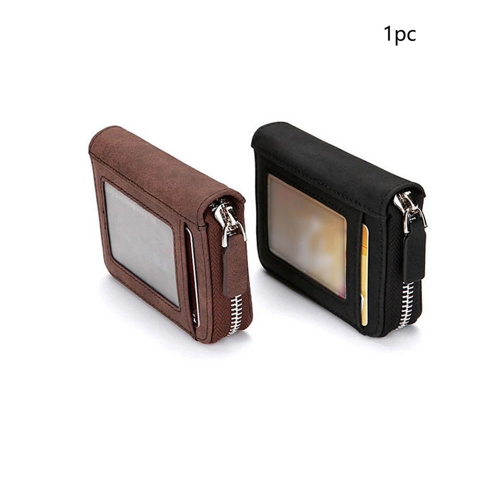Card Holder Women Men Travel Protection Mini PU Leather Gift Zipper Wallet Fashion Pocket Portable Solid