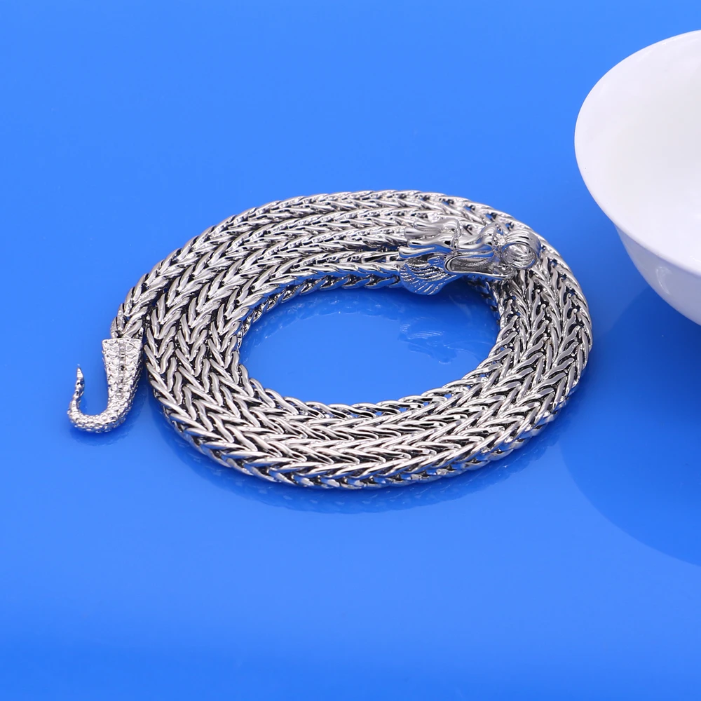 Мужские ожерелья из стерлингового серебра 925 пробы с драконом 925 пробы, популярные ожерелья из цельного серебра, ювелирные изделия, винтажные аксессуары