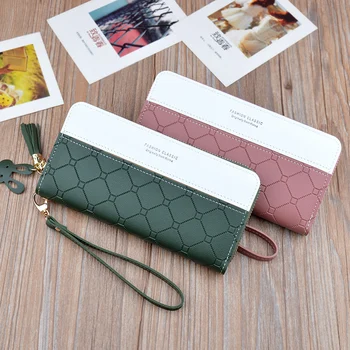 

PU Leather Long Wallets Women Long Zipper Coin Purses Tassel Design Clutch Wallets Female Money Bag Credit Card Holder