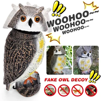 

Realistic Owl Decoy 360° Rotating 3 Sound Type Decoy Bird Repellent Pest Repellent Garden Yard Farm Fake Bird Decor Protector