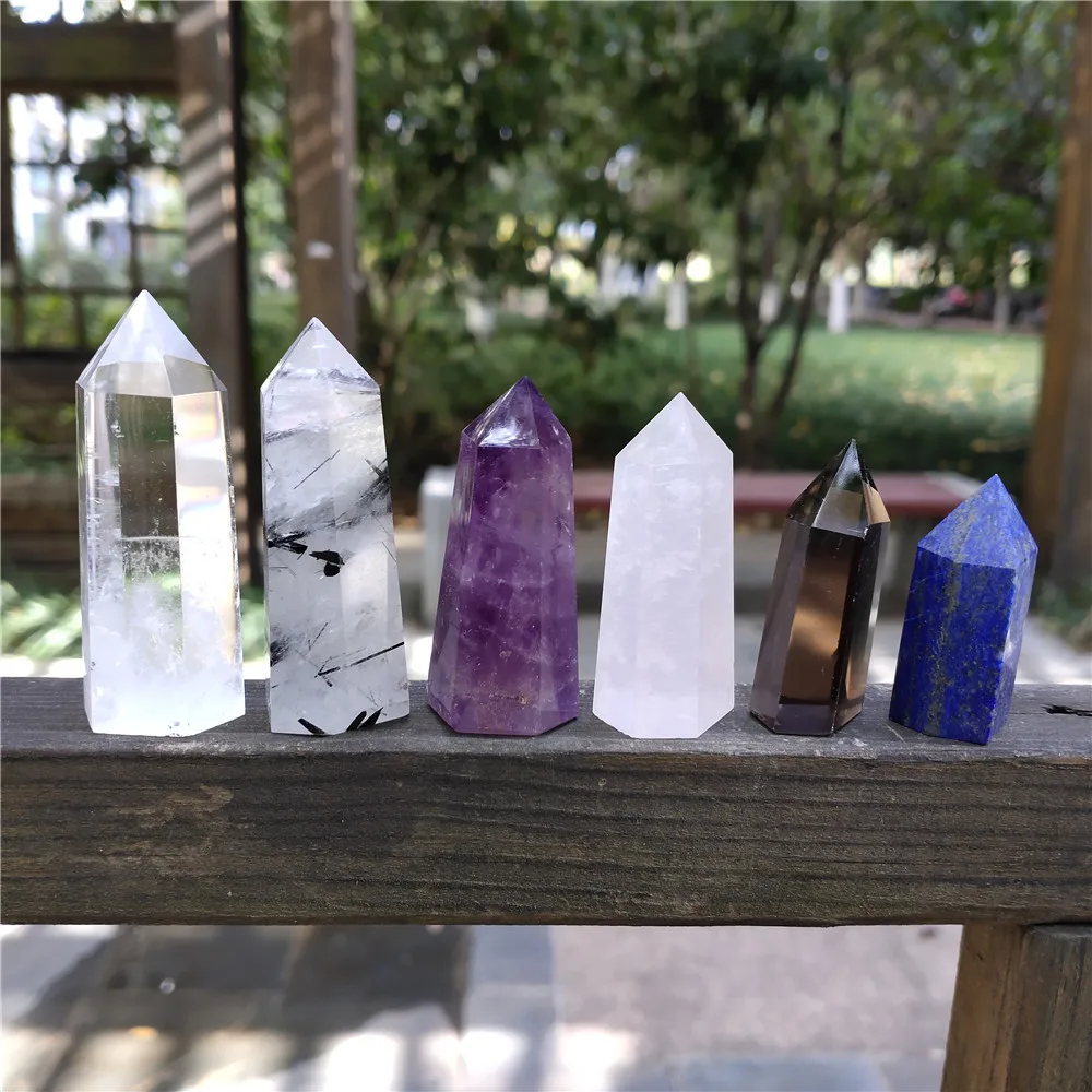 6 шт. Кристаллы Камень остров Wicca Декор хрустальные Пьер духовная медитация Декор розовый кварц Турмалин лазурит Аметист