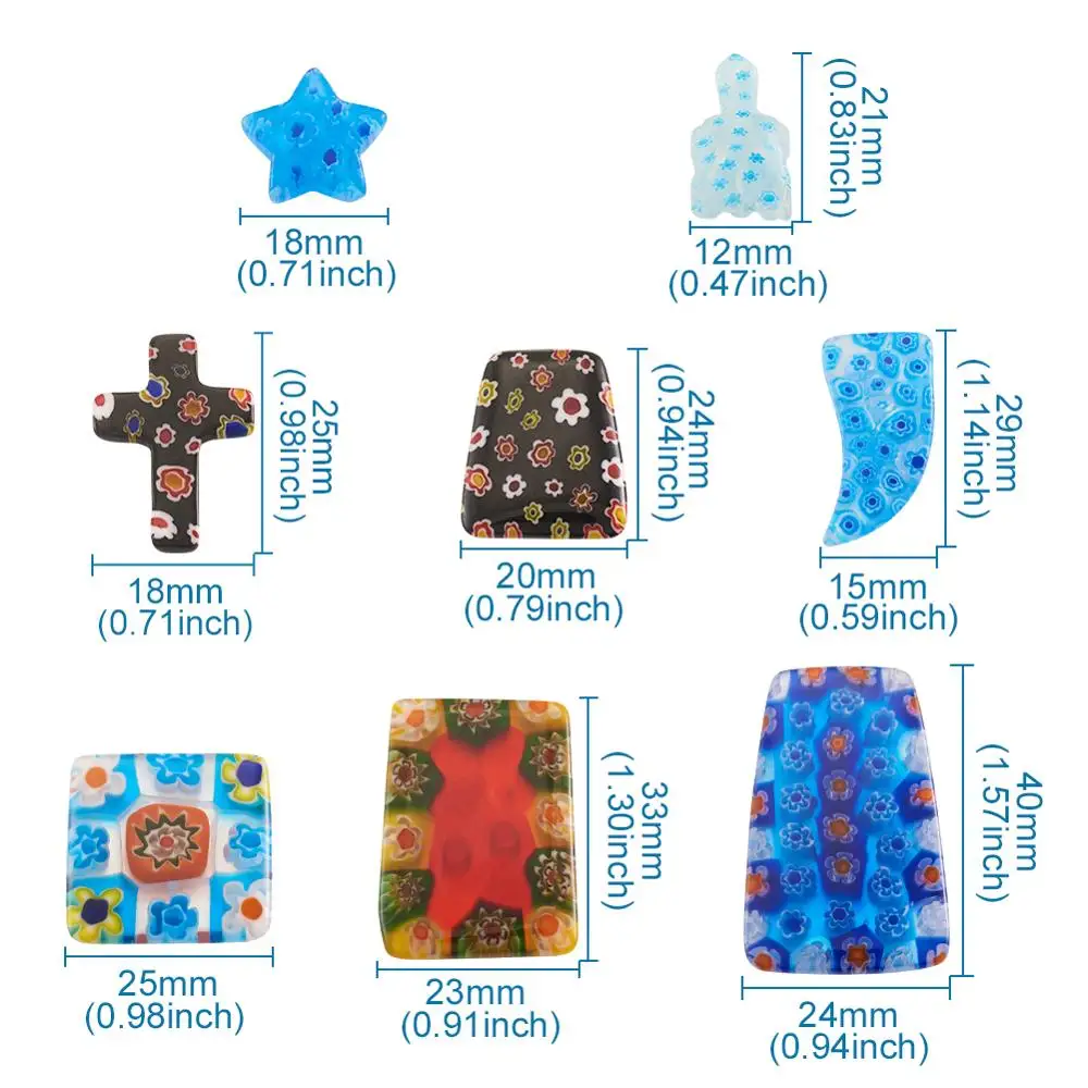 Стеклянные цветочные бусины 200 г для изготовления ювелирных изделий 16 33x9 25x4 8