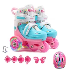 Обновленные Дети Прекрасный стабильный баланс слалом параллельные сверкающие ледяные роликовые коньки нехрупкая Обувь Регулируемая защиты от падения