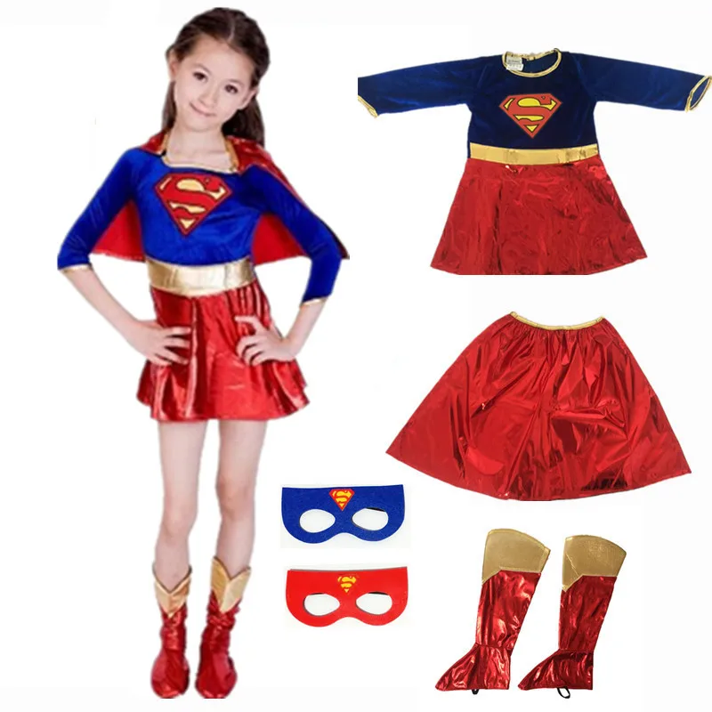 Costumi da bambina per bambini Supergirl Cosplay supereroe compleanno per  bambini abito da festa - AliExpress