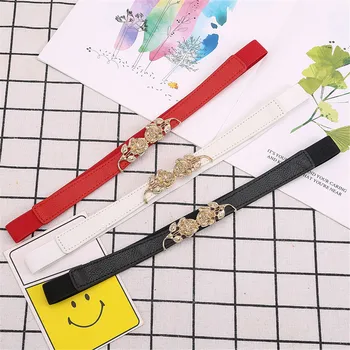 

2019 New Dress Blets Fashion Women Waist Belt Narrow Stretch Dress Belt Thin Skinny Buckle Leather Waistband ремень женский