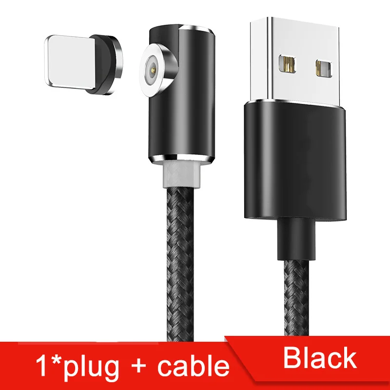 1 Plug 1 Cable Black Магнитный светодиодный кабель Micro usb type-C для быстрой зарядки samsung Xiaomi huawei, магнитный кабель для мобильного телефона USB-C - Цвет: 1 Plug 1 Cable Black