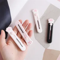 Faca de papel fofa de gato e pata, mini cortador de papel portátil, abridor de envelope e carta, material de escritório e escola, kawaii, 1 3 peças