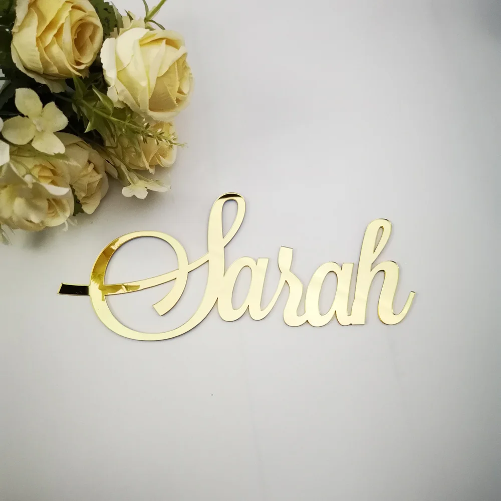Personalized Baby Shower mirror gold Name Signs,Custom Children Name Color Acrylic Letters,Wall silver Names sign decor (1)