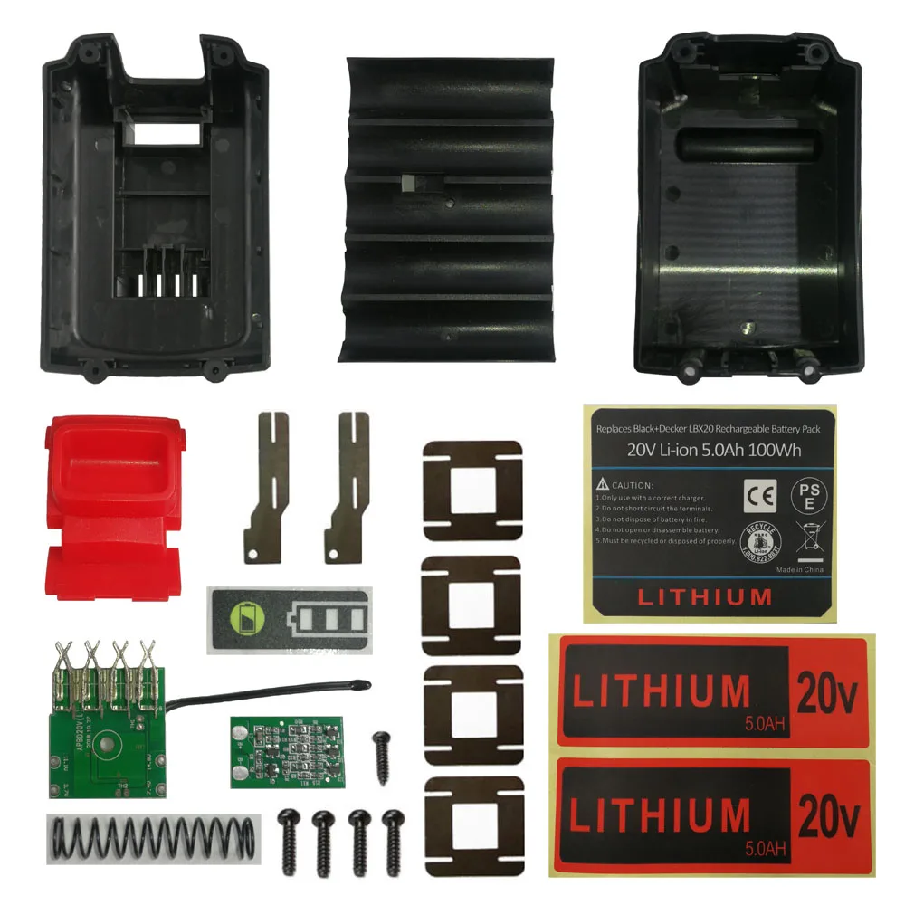 LB2X4020 Li ion Battery Plastic Case Charging Protection Circuit Board PCB Box Shell For Black Decker
