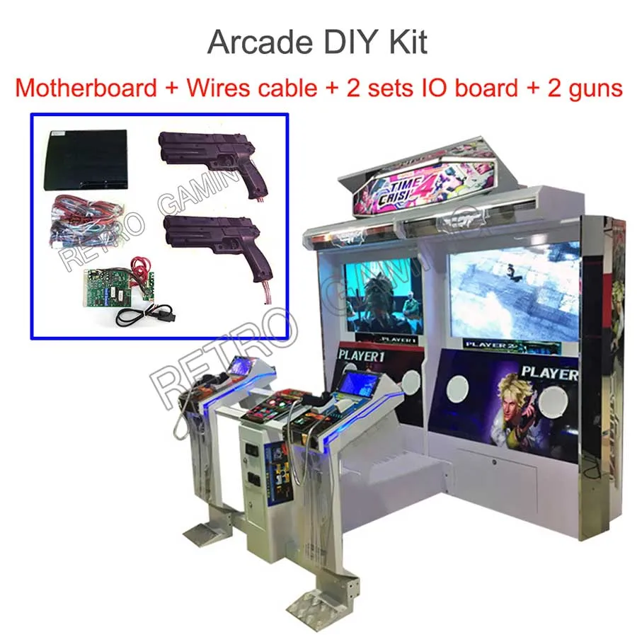 Time Crisis 4 LCD Monitor Shooting Game Kit Motherboard + IO board + 2 Guns for DIY Arcade Simulator Machine/Amusement Machine jy 15a time control timer board power supply for coin acceptor selector pump water washing machine massage chair