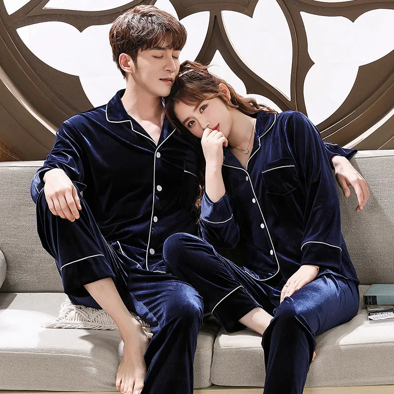 Blue Velvet Couple Nightwear