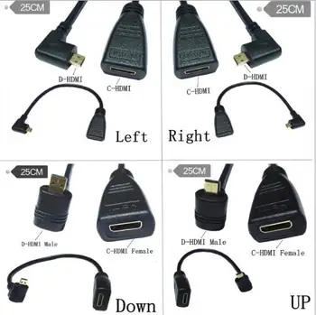 

DMI 1.4 mini HDMI Female to Micro D HDMI Male 90° Angled Extension AV Cable 1080p Use monitor HD line conversion